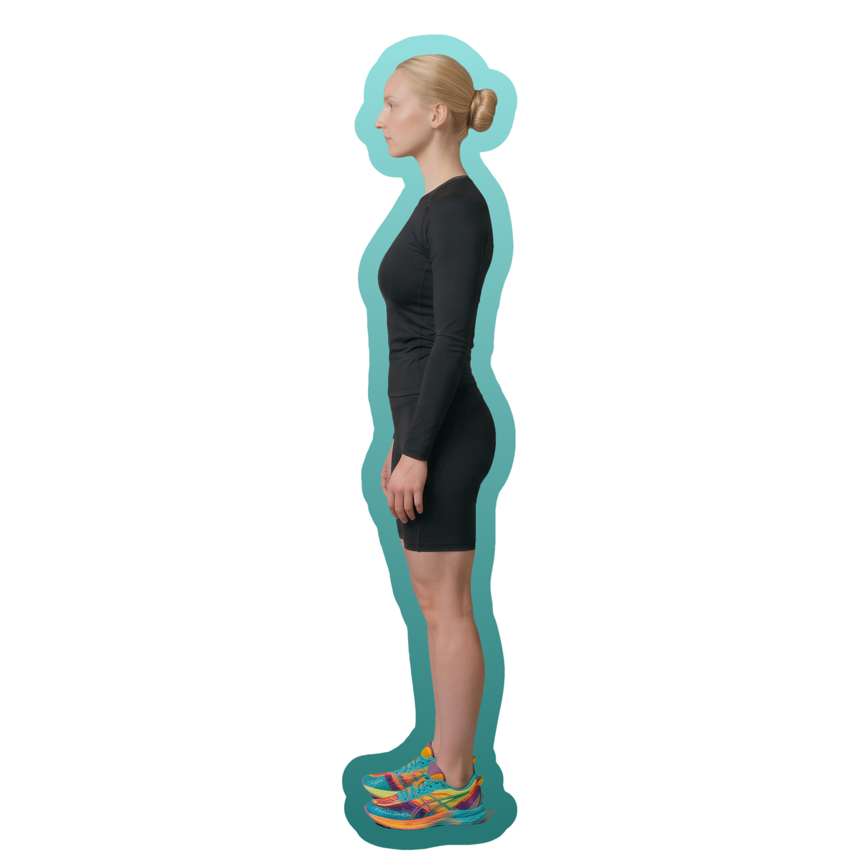 Side posture photo with measured landmarks